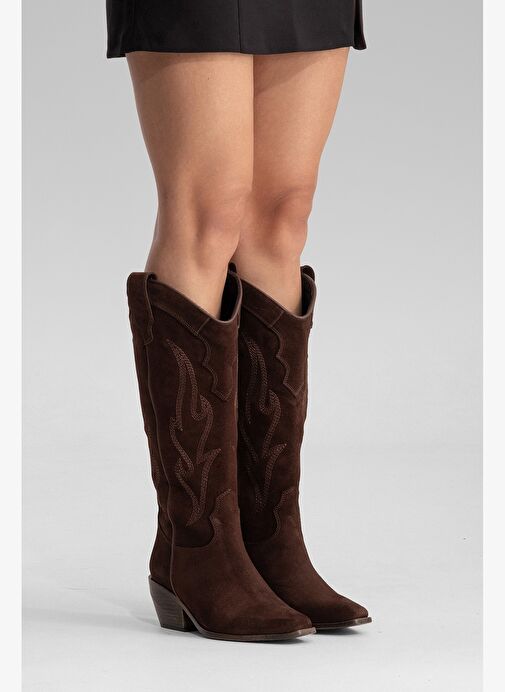 Luvi Shoes Luvi Shoes Belirsiz PİETRO Kahve Kahve Süet Hakiki Deri Kadın Western Çizme Bot | Boyner Belirsiz - 5. görsel