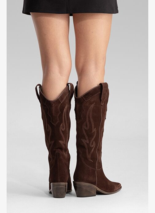 Luvi Shoes Luvi Shoes Belirsiz PİETRO Kahve Kahve Süet Hakiki Deri Kadın Western Çizme Bot | Boyner Belirsiz - 7. görsel