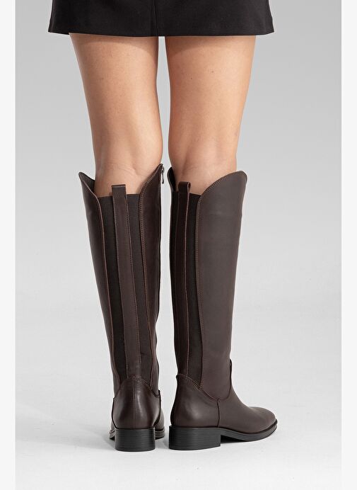 Luvi Shoes Luvi Shoes RUIZ Kahverengi Cilt Hakiki Deri Streç Detaylı Kadın Çizme Bot | Boyner Kahverengi - 7. görsel