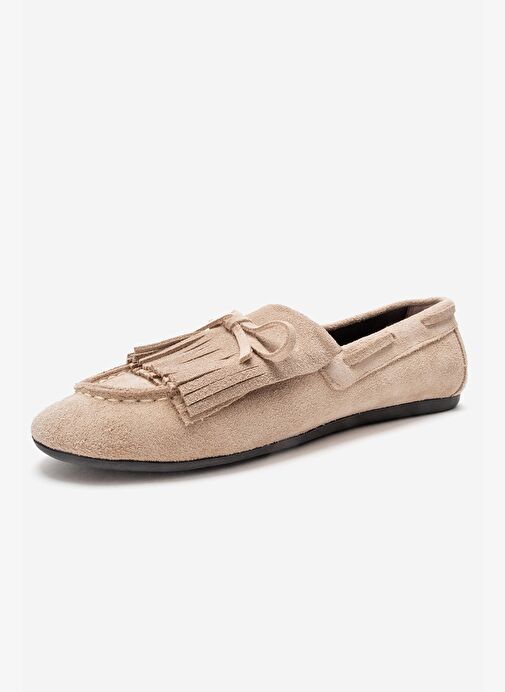 Luvi Shoes Luvi Shoes Belirsiz AXELI Bej Süet Hakiki Deri Fiyonklu Saçaklı Kadın Loafer Ayakkabı | Boyner Belirsiz - 3. görsel