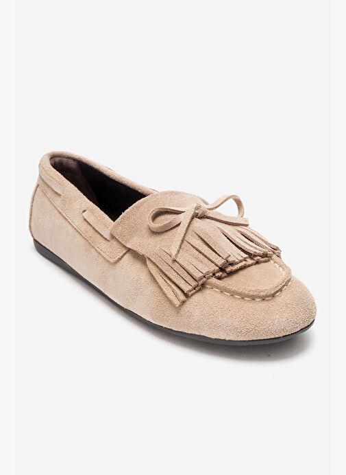 Luvi Shoes Luvi Shoes Belirsiz AXELI Bej Süet Hakiki Deri Fiyonklu Saçaklı Kadın Loafer Ayakkabı | Boyner Belirsiz - 4. görsel