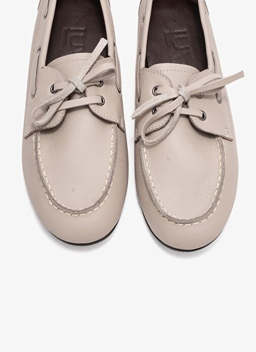 SERELIS Taş Cilt Hakiki Deri Bağcıklı Kadın Loafer Ayakkabı - Görsel 3