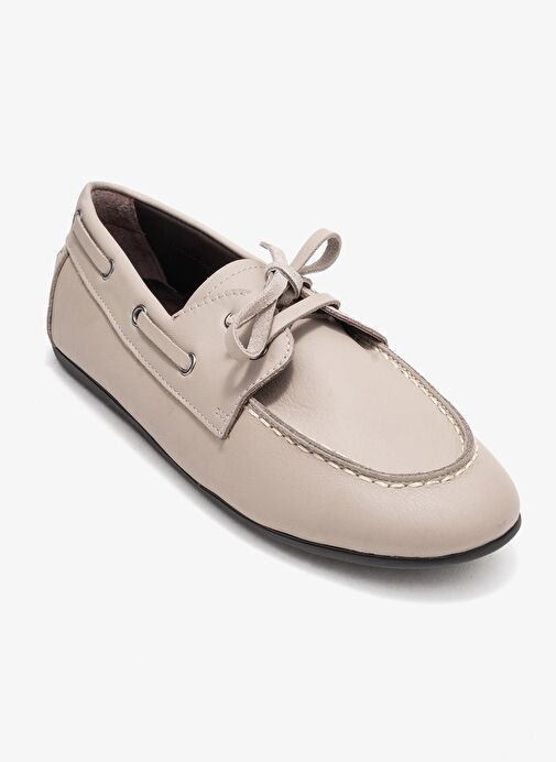 SERELIS Taş Cilt Hakiki Deri Bağcıklı Kadın Loafer Ayakkabı - Görsel 4