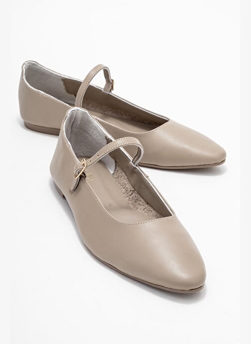 LUNAIRE Vizon Hakiki Deri Tek Bantlı Sivri Burun Kadın Babet Ayakkabı - Görsel 2