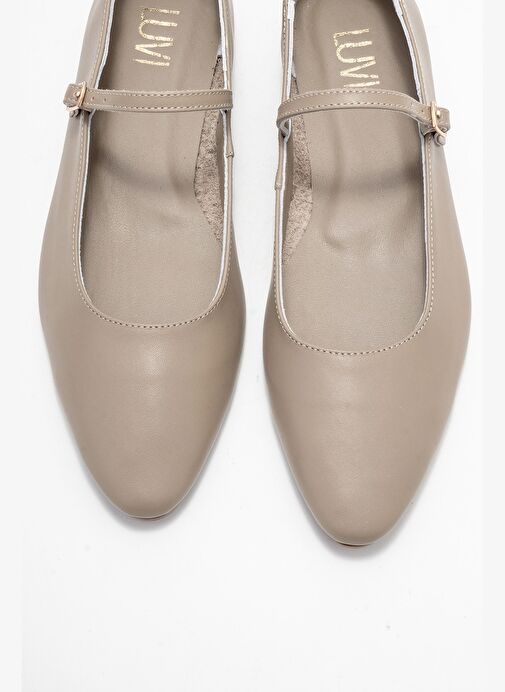 LUNAIRE Vizon Hakiki Deri Tek Bantlı Sivri Burun Kadın Babet Ayakkabı - Görsel 3