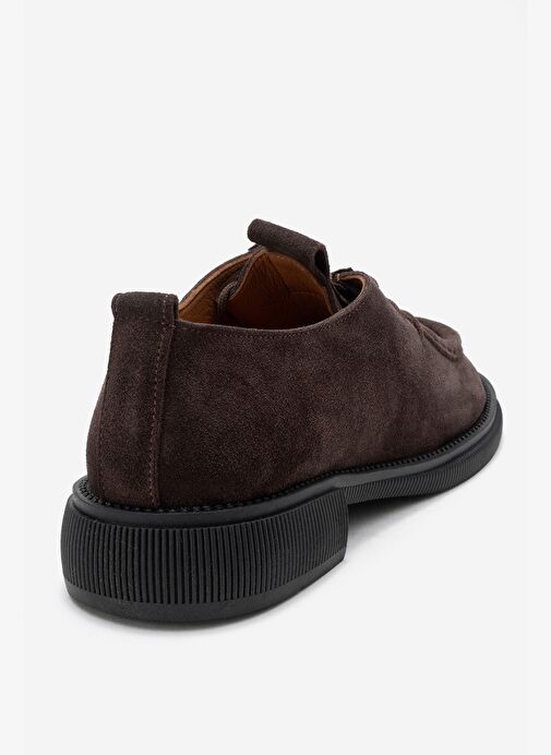 BAND Kahverengi Süet Hakiki Deri Bağcıklı Kadın Loafer Ayakkabı - Görsel 6