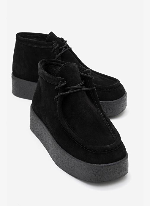 MELIA Siyah Süet Hakiki Deri Kadın Bilekte Bot - Görsel 2