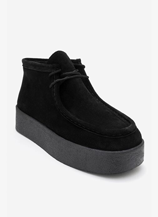 MELIA Siyah Süet Hakiki Deri Kadın Bilekte Bot - Görsel 4