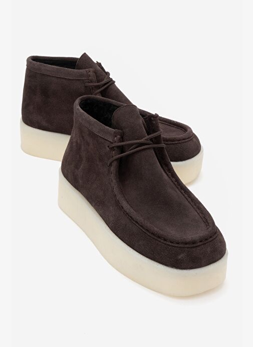 MELIA Kahverengi Süet Hakiki Deri Kadın Bilekte Bot - Görsel 2