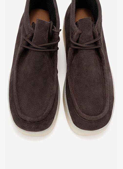 MELIA Kahverengi Süet Hakiki Deri Kadın Bilekte Bot - Görsel 3