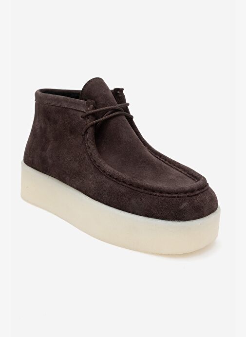 MELIA Kahverengi Süet Hakiki Deri Kadın Bilekte Bot - Görsel 4