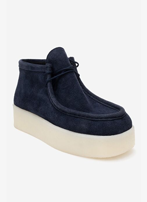 MELIA Lacivert Süet Hakiki Deri Kadın Bilekte Bot - Görsel 4