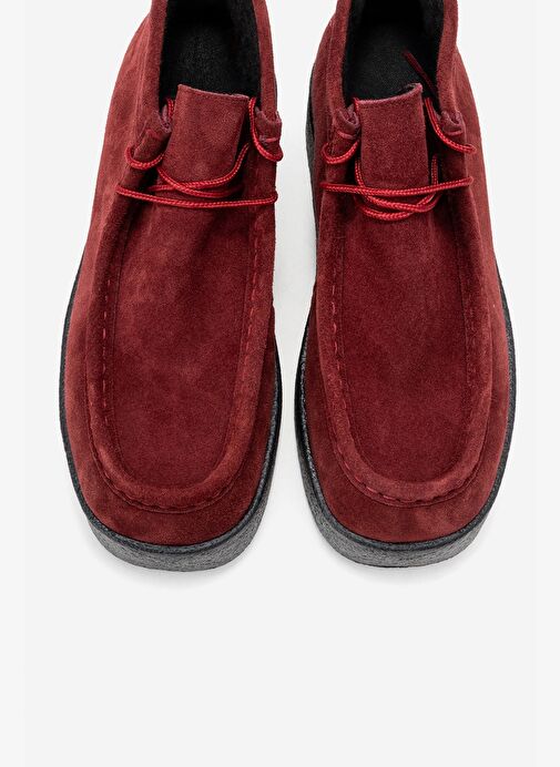 MELIA Bordo Süet Hakiki Deri Kadın Bilekte Bot - Görsel 3