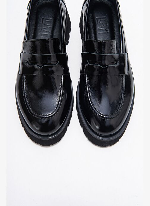 VIONEL Siyah Rugan Hakiki Deri Kadın Loafer Ayakkabı - Görsel 3