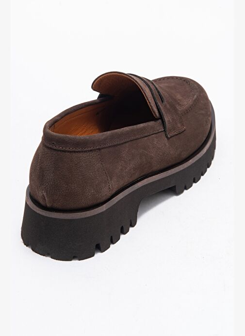 VIONEL Kahverengi Nubuk Hakiki Deri Kadın Loafer Ayakkabı - Görsel 6