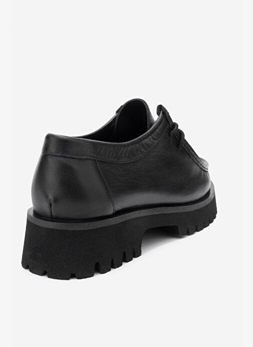 TALIA Siyah Cilt Hakiki Deri Bağcıklı Kadın Loafer Ayakkabı - Görsel 6