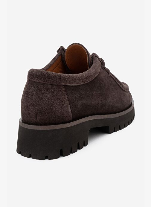 TALIA Kahverengi Süet Hakiki Deri Bağcıklı Kadın Loafer Ayakkabı - Görsel 6