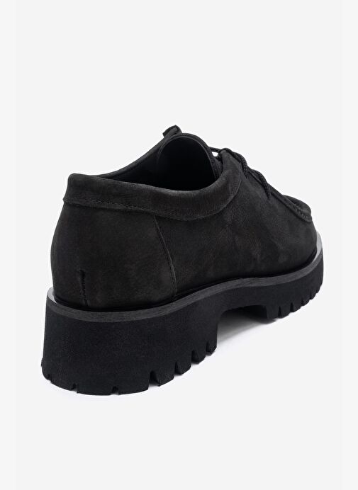 TALIA Siyah Nubuk Hakiki Deri Bağcıklı Kadın Loafer Ayakkabı - Görsel 6