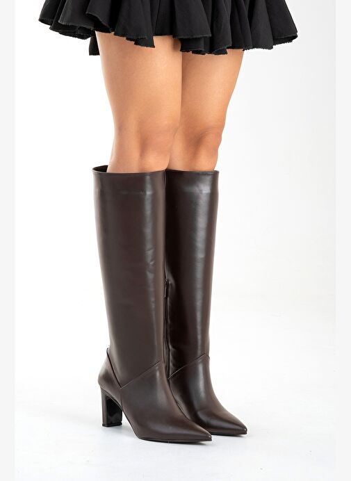 Luvi Shoes Luvi Shoes MERLA Kahverengi Cilt Hakiki Deri Kadın Topuklu Çizme Bot | Boyner Kahverengi - 5. görsel