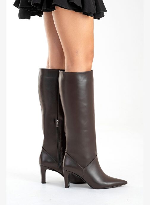 Luvi Shoes Luvi Shoes MERLA Kahverengi Cilt Hakiki Deri Kadın Topuklu Çizme Bot | Boyner Kahverengi - 6. görsel