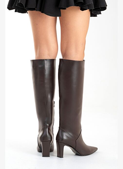 Luvi Shoes Luvi Shoes MERLA Kahverengi Cilt Hakiki Deri Kadın Topuklu Çizme Bot | Boyner Kahverengi - 7. görsel