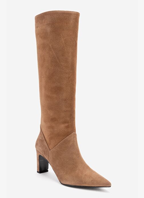 MERLA Toprak Süet Hakiki Deri Kadın Topuklu Çizme - Görsel 8