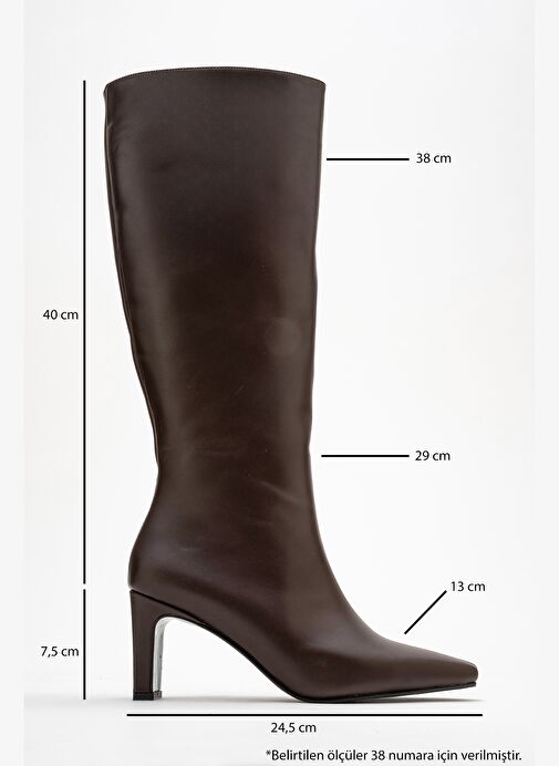 LUME Kahverengi Cilt Hakiki Deri Kadın Blok Topuklu Çizme - Görsel 7