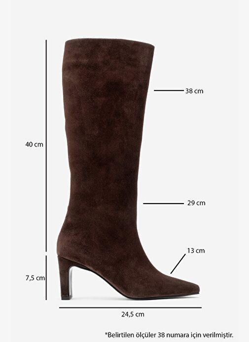 LUME Kahverengi Süet Hakiki Deri Kadın Blok Topuklu Çizme - Görsel 7