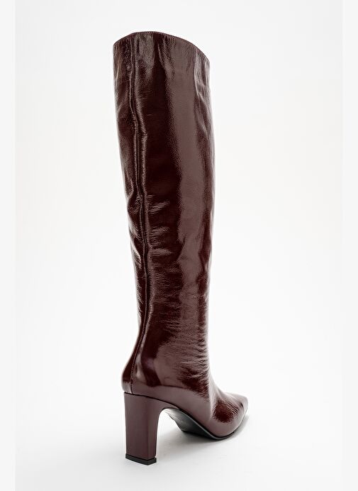 LUME Bordo Rugan Hakiki Deri Kadın Blok Topuklu Çizme - Görsel 6