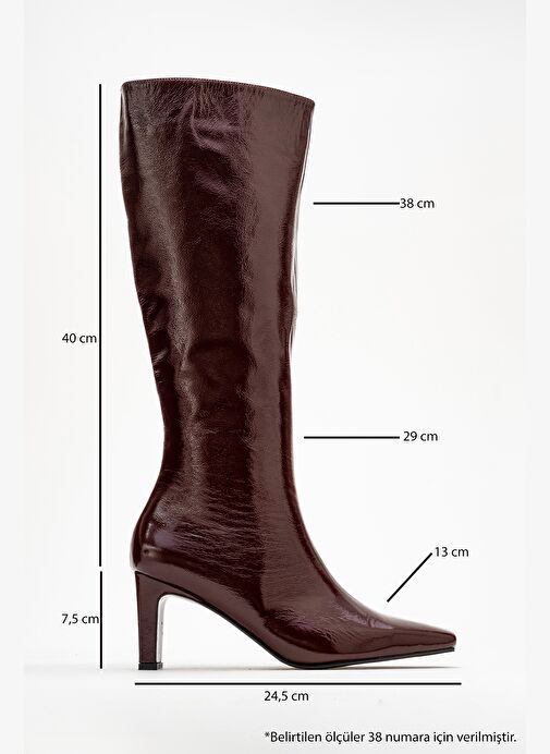 LUME Bordo Rugan Hakiki Deri Kadın Blok Topuklu Çizme - Görsel 7