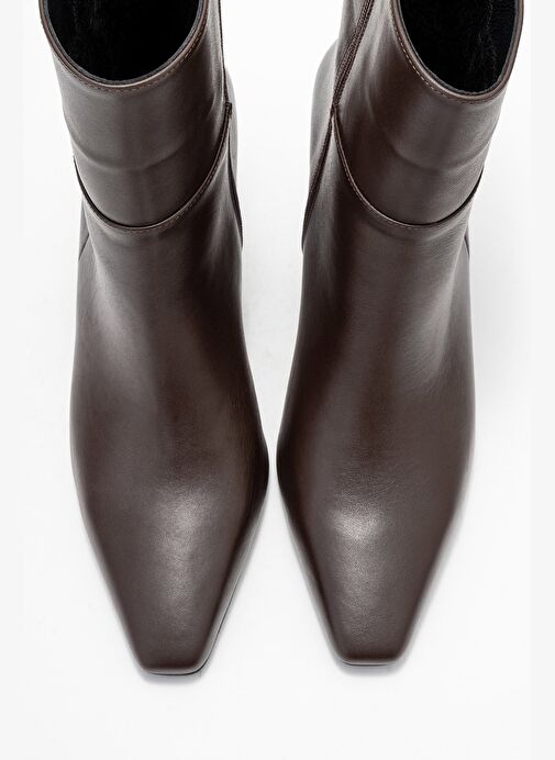 ELIAS Kahverengi Cilt Hakiki Deri Kadın Blok Topuklu Bot - Görsel 3