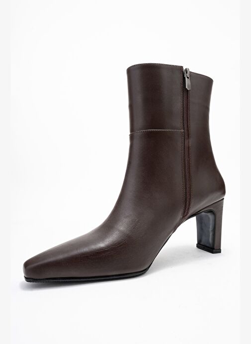 ELIAS Kahverengi Cilt Hakiki Deri Kadın Blok Topuklu Bot - Görsel 5