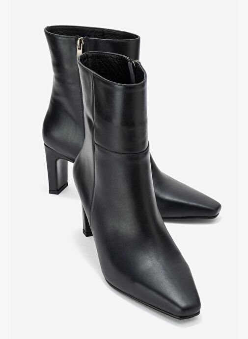 ELIAS Siyah Cilt Hakiki Deri Kadın Blok Topuklu Bot - Görsel 2