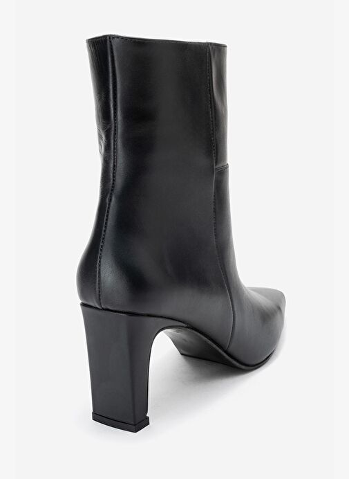 ELIAS Siyah Cilt Hakiki Deri Kadın Blok Topuklu Bot - Görsel 6