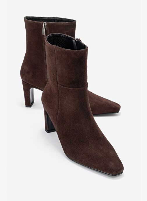 ELIAS Kahverengi Süet Hakiki Deri Kadın Blok Topuklu Bot - Görsel 2