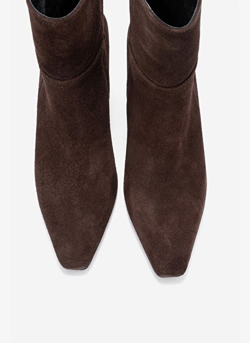 ELIAS Kahverengi Süet Hakiki Deri Kadın Blok Topuklu Bot - Görsel 3