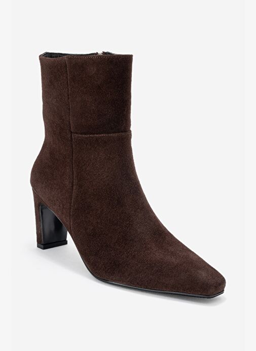 ELIAS Kahverengi Süet Hakiki Deri Kadın Blok Topuklu Bot - Görsel 4