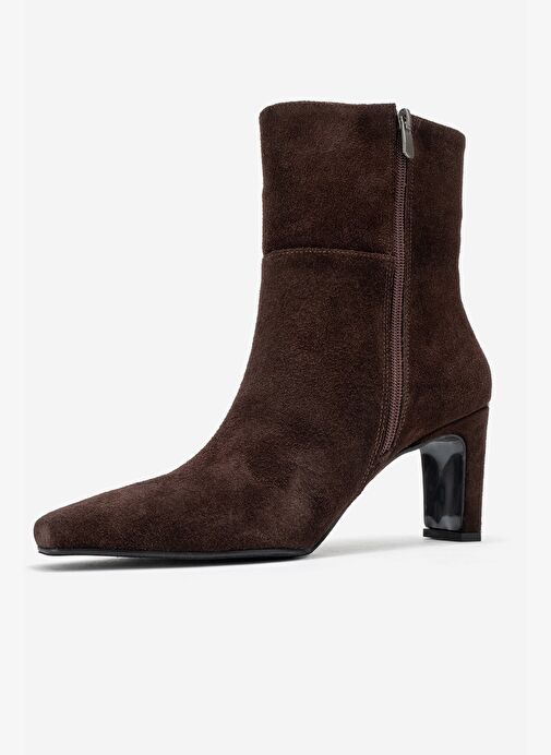 ELIAS Kahverengi Süet Hakiki Deri Kadın Blok Topuklu Bot - Görsel 5