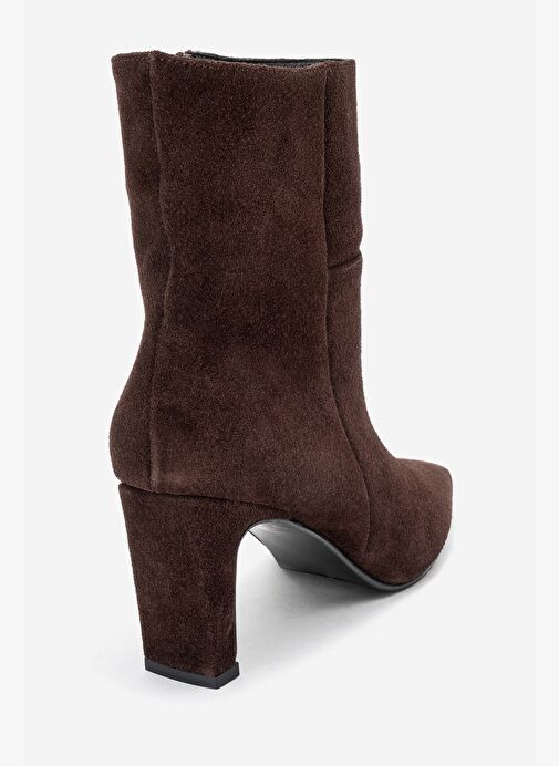 ELIAS Kahverengi Süet Hakiki Deri Kadın Blok Topuklu Bot - Görsel 6