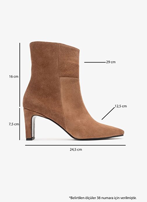 ELIAS Toprak Süet Hakiki Deri Kadın Blok Topuklu Bot - Görsel 7