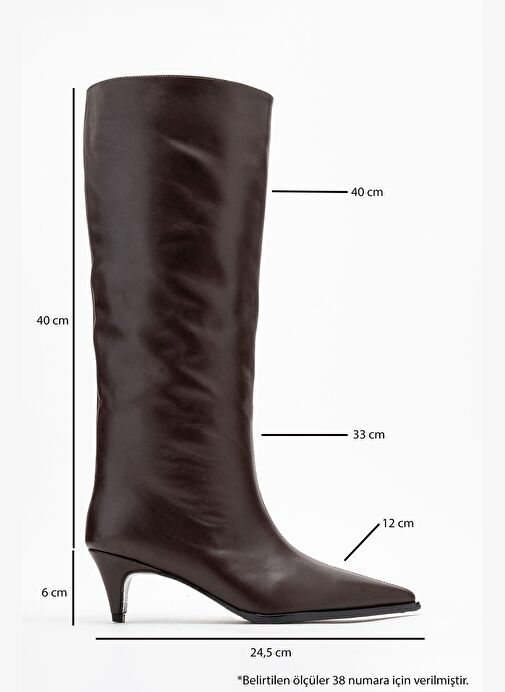 SIORA Kahverengi Cilt Hakiki Deri Kadın Kısa Topuklu Çizme - Görsel 7