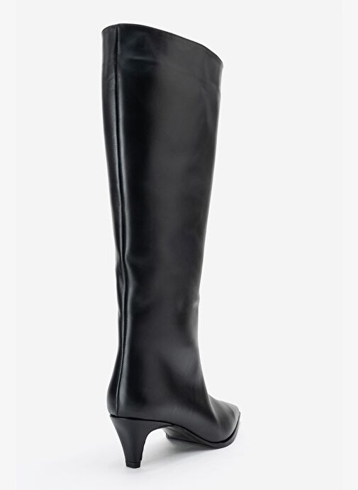 SIORA Siyah Cilt Hakiki Deri Kadın Kısa Topuklu Çizme - Görsel 6