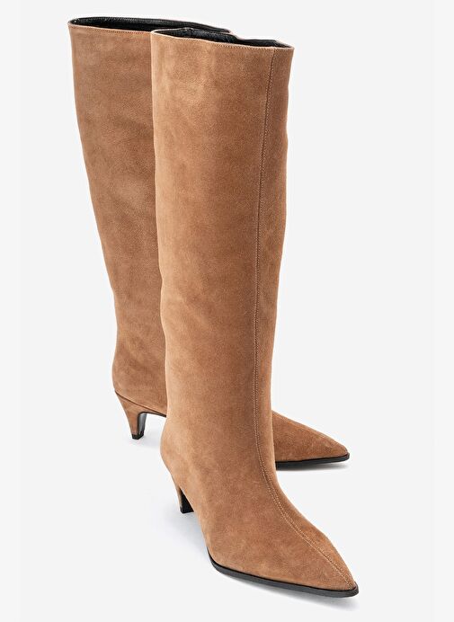 SIORA Toprak Süet Hakiki Deri Kadın Kısa Topuklu Çizme - Görsel 2