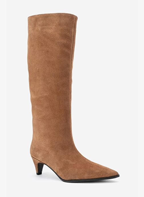 SIORA Toprak Süet Hakiki Deri Kadın Kısa Topuklu Çizme - Görsel 4