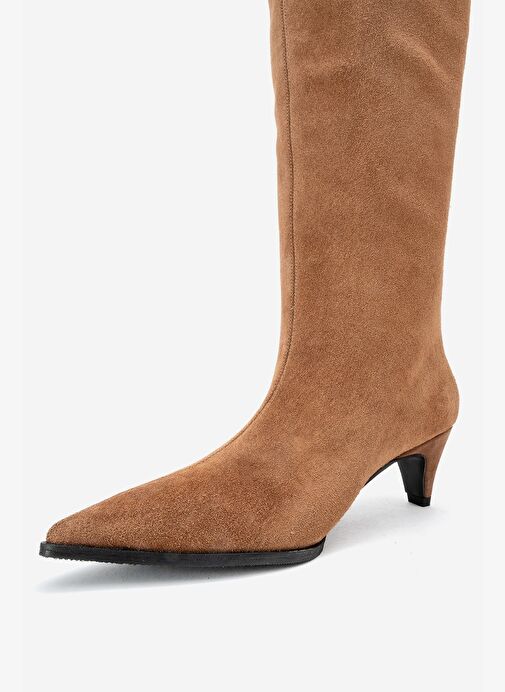 SIORA Toprak Süet Hakiki Deri Kadın Kısa Topuklu Çizme - Görsel 5