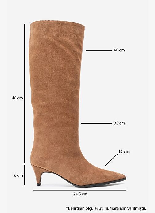 SIORA Toprak Süet Hakiki Deri Kadın Kısa Topuklu Çizme - Görsel 7