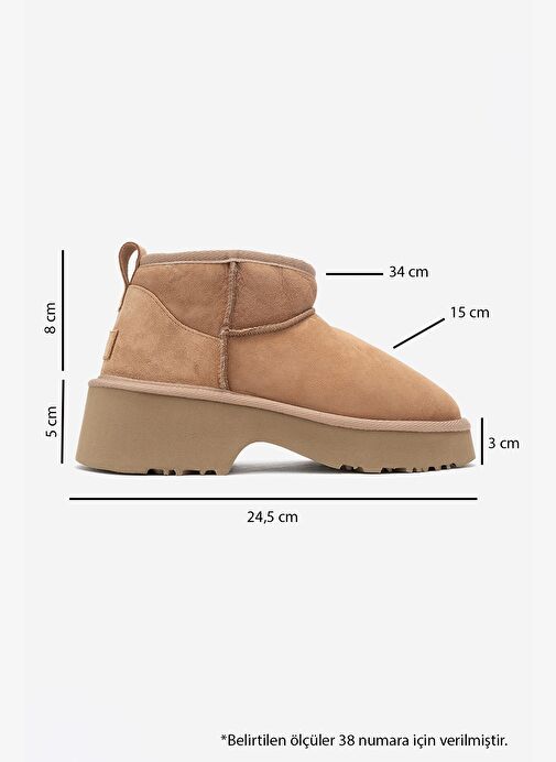 ARY Taba Süet Hakiki Deri Kürklü Platform Tabanlı Kadın Mini Bot - Görsel 7