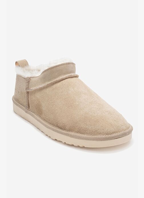 NOVELLE Bej Süet Hakiki Deri Kürklü Kadın Bilekte Bot - Görsel 4