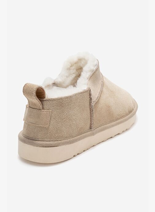 NOVELLE Bej Süet Hakiki Deri Kürklü Kadın Bilekte Bot - Görsel 6