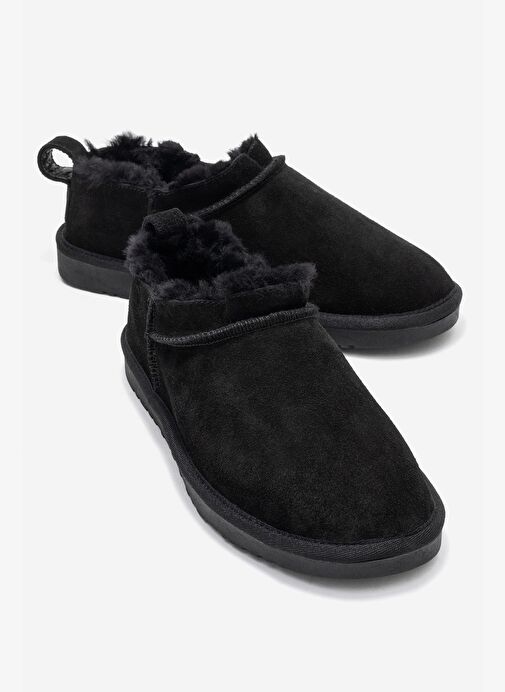 NOVELLE Siyah Süet Hakiki Deri Kürklü Kadın Bilekte Bot - Görsel 2